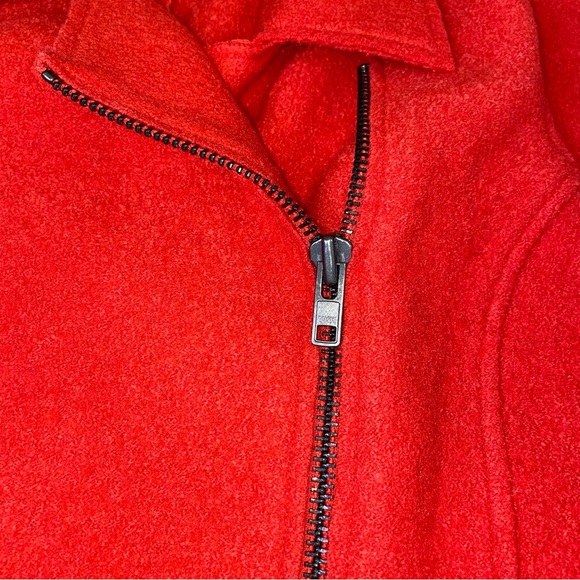 Tahari jacket wool blend biker jacket asymmetrical zip red/orange pockets SZ M - Picture 5 of 10
